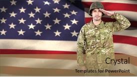  Presentation with confident - Cool new slides with portrait of confident soldier saluting backdrop and a coral colored foreground