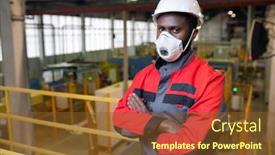  Presentation with toxic - PPT layouts having portrait-of-confident-young-african background and a tawny brown colored foreground