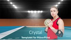  Presentation with female sport - Slides consisting of portrait-of-confident-young-female background and a ocean colored foreground