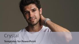  Presentation with basic - Slide set enhanced with portrait-of-confident-young-man background and a light gray colored foreground