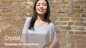  Presentation with hip - Audience pleasing slide set consisting of portrait of confident young woman standing with hand on hip against brick wall backdrop and a coral colored foreground