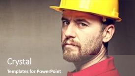  Presentation with construction - Slide set featuring portrait-of-construction-worker background and a  colored foreground