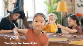  Presentation with craft - Amazing PPT layouts having portrait-of-content-asian-girl backdrop and a red colored foreground