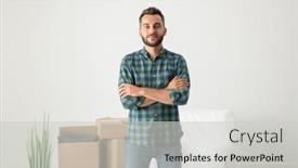  Presentation with special education young adult man - PPT theme enhanced with portrait-of-content-handsome-young background and a light gray colored foreground