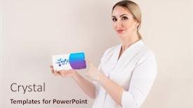  Presentation with lab coat - Cool new presentation theme with portrait-of-content-young-female backdrop and a lemonade colored foreground