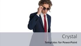  Presentation with cool - Slides enhanced with portrait-of-cool-fashion-man background and a light gray colored foreground