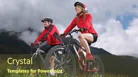  Presentation with cycling - Cool new slide set with portrait-of-couple-cycling backdrop and a tawny brown colored foreground