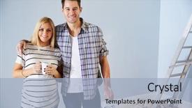  Presentation with new baby - Beautiful PPT layouts featuring portrait of couple decorating nursery backdrop and a light blue colored foreground