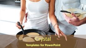 Presentation with pancake - Audience pleasing theme consisting of portrait of couple prepared pancake cropped image backdrop and a tawny brown colored foreground