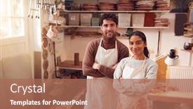  Presentation with working together - PPT theme featuring portrait-of-couple-running-bespoke background and a coral colored foreground