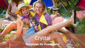  Presentation with campsite - Beautiful PPT layouts featuring portrait of couple sitting near campsite in park on a sunny day backdrop and a coral colored foreground