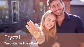  Presentation with new home - Cool new slide deck with portrait-of-couple-with-pregnant backdrop and a coral colored foreground