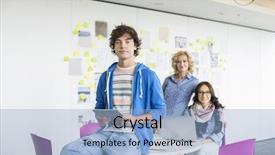  Presentation with digital transformation of industry - Colorful PPT layouts enhanced with portrait of creative businessman holding backdrop and a light blue colored foreground