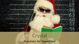  Presentation with happy new year - Cool new PPT layouts with portrait-of-criminal-santa-claus backdrop and a coral colored foreground