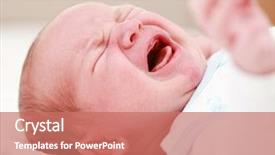  Presentation with baby crying - Colorful slide deck enhanced with portrait of crying baby backdrop and a coral colored foreground