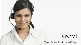  Presentation with customer service - Colorful presentation theme enhanced with portrait of customer service representative backdrop and a white colored foreground