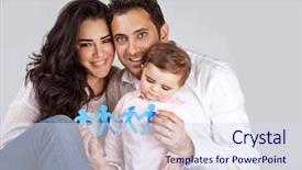  Presentation with family holding hands - PPT theme consisting of portrait of cute arabic family background and a sky blue colored foreground