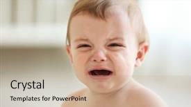  Presentation with cute baby - Colorful slides enhanced with portrait of cute baby closeup backdrop and a coral colored foreground