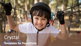  Presentation with playground - PPT theme consisting of portrait-of-cute-boy-standing background and a tawny brown colored foreground