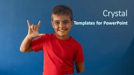  Presentation with disability - Presentation theme having portrait-of-cute-caucasian-boy background and a ocean colored foreground