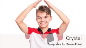  Presentation with white house roof - Amazing presentation theme having portrait-of-cute-caucasian-teen backdrop and a sky blue colored foreground