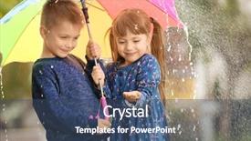  Presentation with umbrella - Slide deck enhanced with portrait of cute children background and a ocean colored foreground