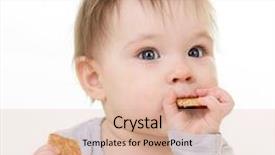  Presentation with toddler eating - Cool new PPT theme with portrait of cute eating little girl toddler 10 month studio over white backdrop and a coral colored foreground