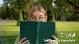  Presentation with funny - Slides having portrait-of-cute-funny-female and a  colored foreground