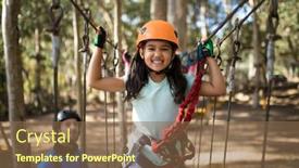  Presentation with cute - Amazing PPT theme having portrait-of-cute-girl-crossing backdrop and a tawny brown colored foreground