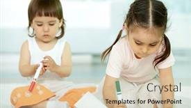  Presentation with primitive drawing - Slides having portrait-of-cute-girl-drawing background and a soft green colored foreground