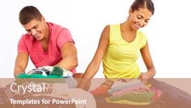  Presentation with journey - Colorful slide deck enhanced with portrait of cute girl and handsome man preparing for journey backdrop and a coral colored foreground