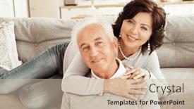  Presentation with wife - Presentation theme featuring portrait-of-cute-happy-caucasian background and a soft green colored foreground