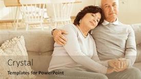  Presentation with wife - Presentation theme featuring portrait-of-cute-happy-caucasian background and a coral colored foreground