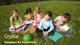  Presentation with kids reading books - Presentation enhanced with portrait of cute kids reading background and a tawny brown colored foreground