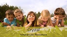  Presentation with education cute - Amazing PPT theme having portrait of cute kids reading backdrop and a gold colored foreground