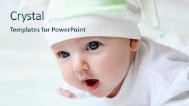  Presentation with cute baby - Theme having portrait of cute little baby background and a sky blue colored foreground