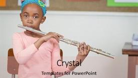  Presentation with flute - Slide deck enhanced with portrait of cute pupil playing background and a lemonade colored foreground