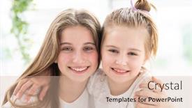  Presentation with cute - Presentation theme enhanced with portrait-of-cute-smiling-sisters background and a lemonade colored foreground