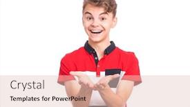  Presentation with child teen - Amazing PPT theme having portrait of cute smiling teen boy holding nothing happy teenager with empty palms up isolated over white background child stretched out his hands - sign of begging or giving backdrop and a lemonade colored foreground