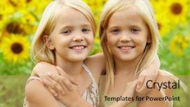  Presentation with cute - PPT layouts featuring portrait of cute twins embracing background and a coral colored foreground