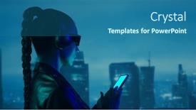  Presentation with cyberpunk - PPT layouts having portrait-of-cyberpunk-girl background and a ocean colored foreground
