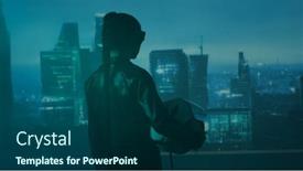  Presentation with cyberpunk - PPT theme featuring portrait-of-cyberpunk-girl background and a ocean colored foreground