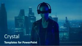  Presentation with cyberpunk - Slide deck with portrait-of-cyberpunk-girl background and a navy blue colored foreground