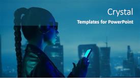  Presentation with cyberpunk - Theme consisting of portrait-of-cyberpunk-girl background and a teal colored foreground