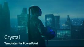  Presentation with cyberpunk - Presentation theme enhanced with portrait-of-cyberpunk-girl background and a  colored foreground