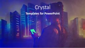  Presentation with cyberpunk - Slides having portrait-of-cyberpunk-girl background and a navy blue colored foreground