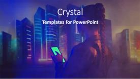  Presentation with cyberpunk - PPT theme enhanced with portrait-of-cyberpunk-girl background and a  colored foreground