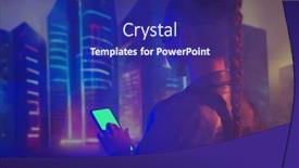  Presentation with cyberpunk - Slide set having portrait-of-cyberpunk-girl background and a navy blue colored foreground