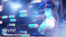  Presentation with cyberpunk - PPT theme featuring portrait-of-cyberpunk-man background and a ocean colored foreground