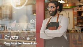  Presentation with repair shop - Audience pleasing slide deck consisting of portrait of cycle repair shop backdrop and a coral colored foreground